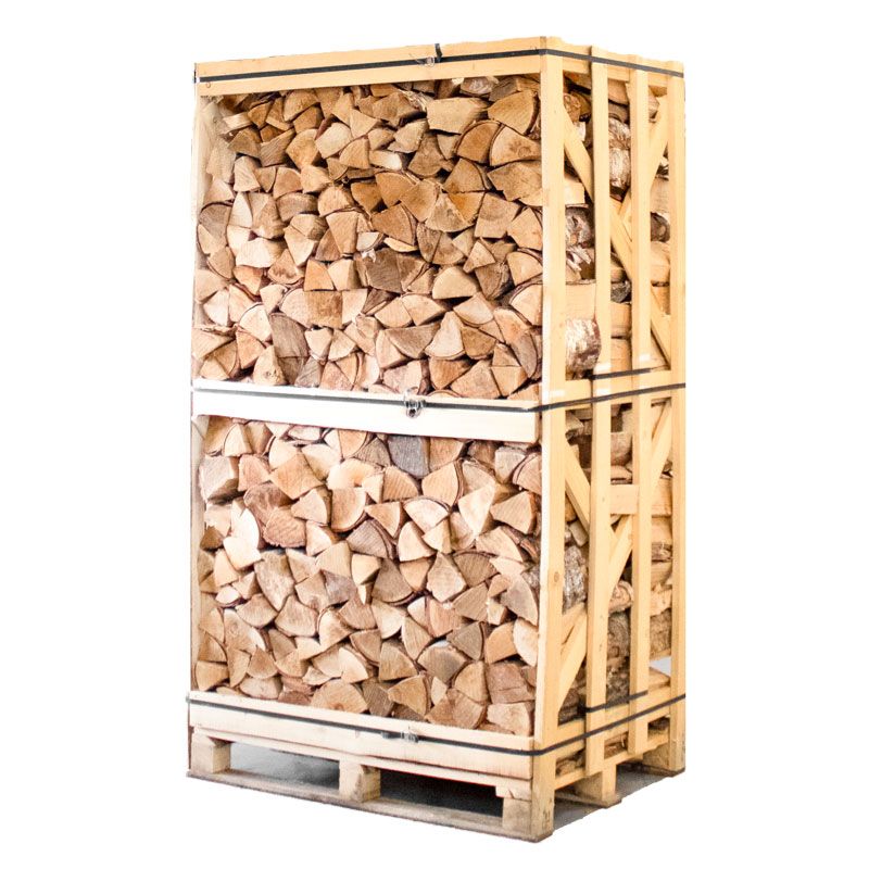 Demi-Palette Bûches de Bois de Bouleau Séché au Four Fendues 25cm Premium