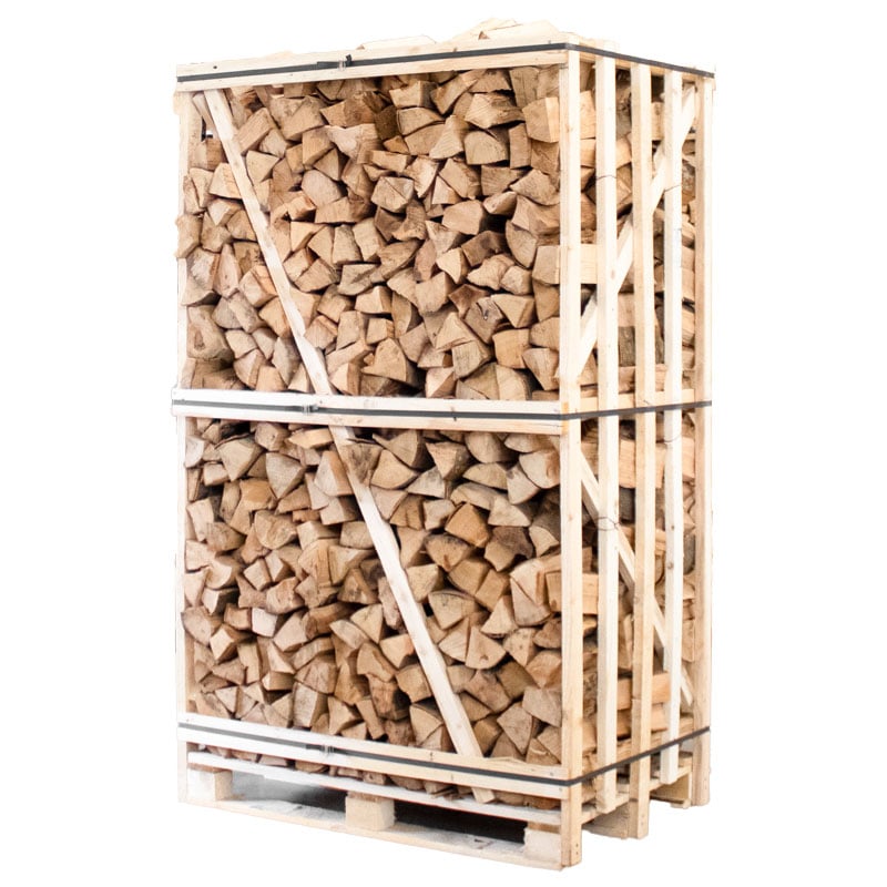 Palette de Bûches de Hêtre Rondes Pressées 96x10kg pour Chauffage Efficace