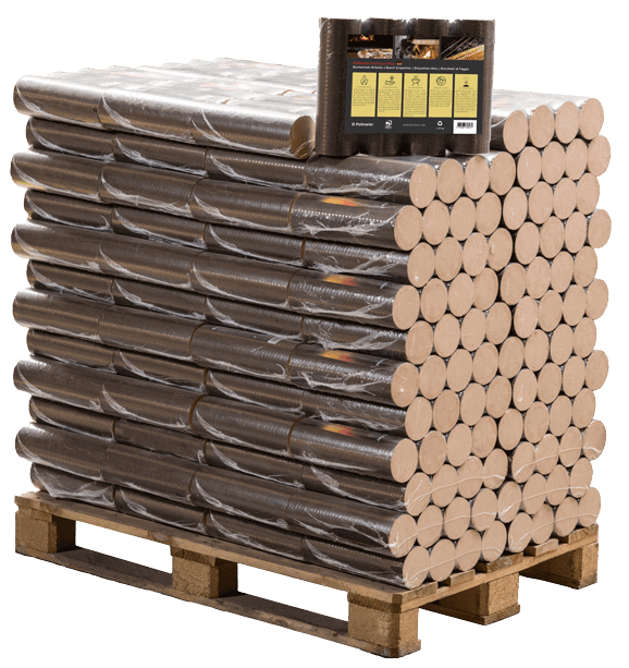 Palette de Bûches de Hêtre Rondes Pressées 96x10kg pour Chauffage Efficace